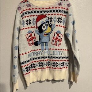 Kids Festive Holiday Sweater - Cream and Blue